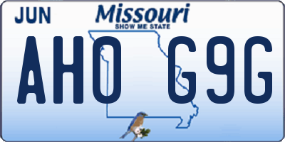 MO license plate AH0G9G