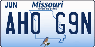 MO license plate AH0G9N