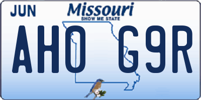 MO license plate AH0G9R