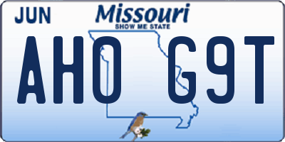 MO license plate AH0G9T