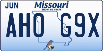 MO license plate AH0G9X