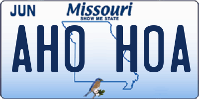 MO license plate AH0H0A