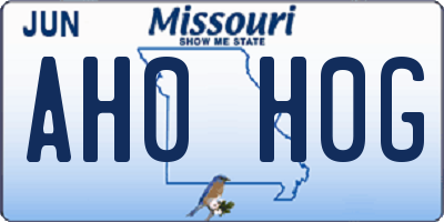 MO license plate AH0H0G