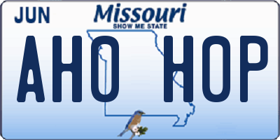 MO license plate AH0H0P