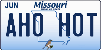 MO license plate AH0H0T