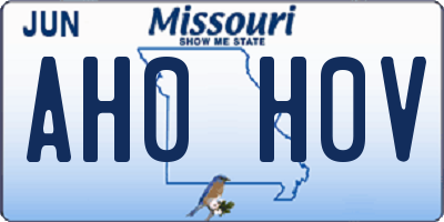 MO license plate AH0H0V