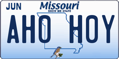 MO license plate AH0H0Y