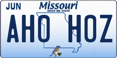 MO license plate AH0H0Z