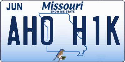 MO license plate AH0H1K