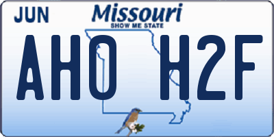 MO license plate AH0H2F