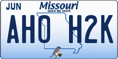 MO license plate AH0H2K