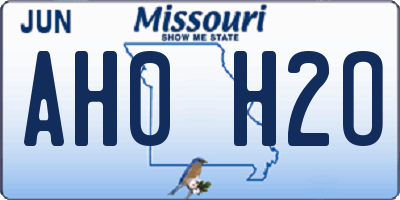 MO license plate AH0H2O