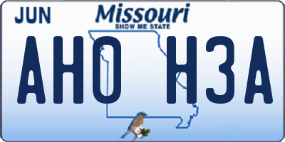 MO license plate AH0H3A