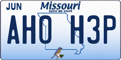 MO license plate AH0H3P