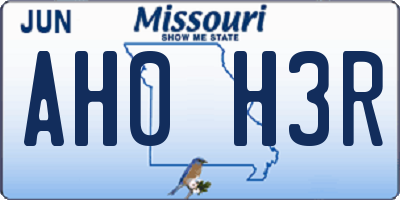 MO license plate AH0H3R