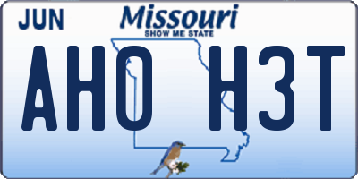 MO license plate AH0H3T