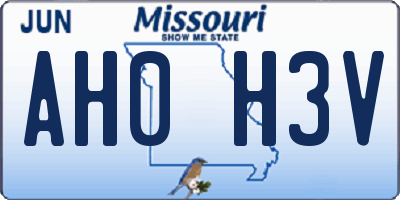 MO license plate AH0H3V