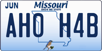 MO license plate AH0H4B