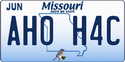 MO license plate AH0H4C