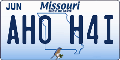 MO license plate AH0H4I