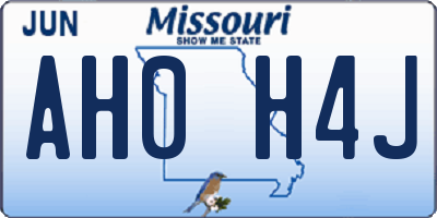 MO license plate AH0H4J