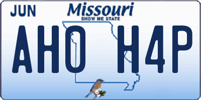 MO license plate AH0H4P