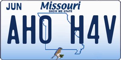 MO license plate AH0H4V