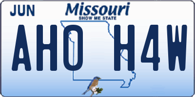 MO license plate AH0H4W