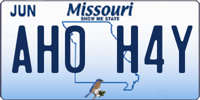 MO license plate AH0H4Y