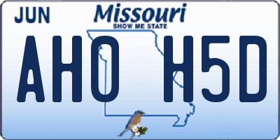 MO license plate AH0H5D