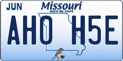 MO license plate AH0H5E