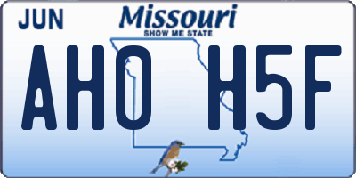 MO license plate AH0H5F