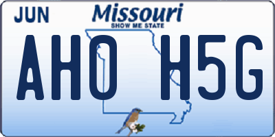 MO license plate AH0H5G