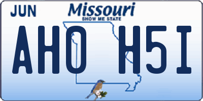 MO license plate AH0H5I