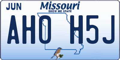 MO license plate AH0H5J