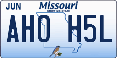 MO license plate AH0H5L