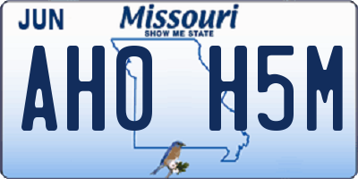 MO license plate AH0H5M