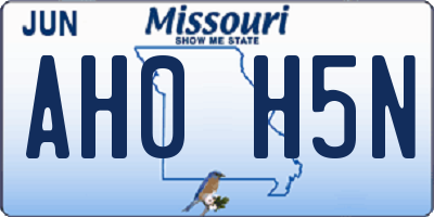 MO license plate AH0H5N