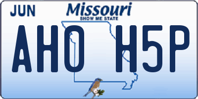 MO license plate AH0H5P