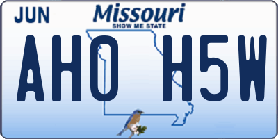 MO license plate AH0H5W