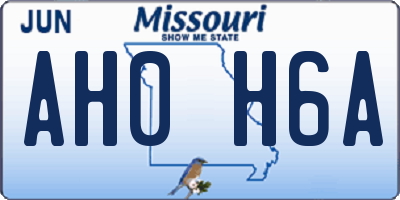 MO license plate AH0H6A