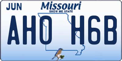 MO license plate AH0H6B