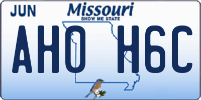 MO license plate AH0H6C