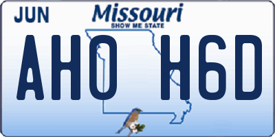 MO license plate AH0H6D