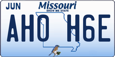 MO license plate AH0H6E