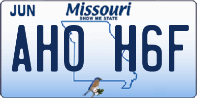 MO license plate AH0H6F