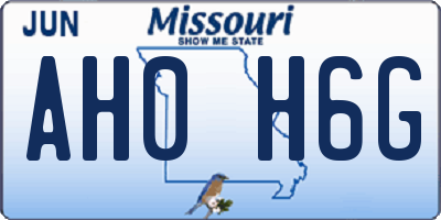 MO license plate AH0H6G