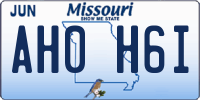 MO license plate AH0H6I