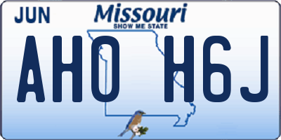 MO license plate AH0H6J