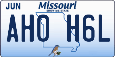 MO license plate AH0H6L